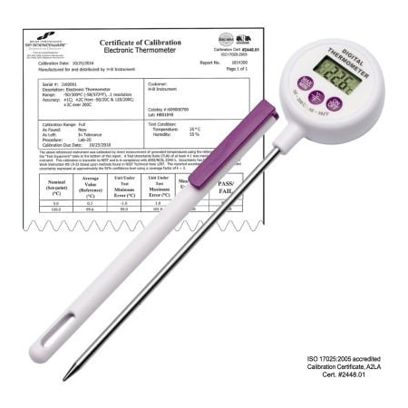 Bel-Art H-B Calibrated Electronic Stainless Steel Stem Thermometer -50/200C -58/392F 127mm Probe 609001700